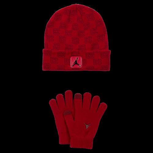 Todelt Jordan Monogram-beaniesæt til større børn - rød