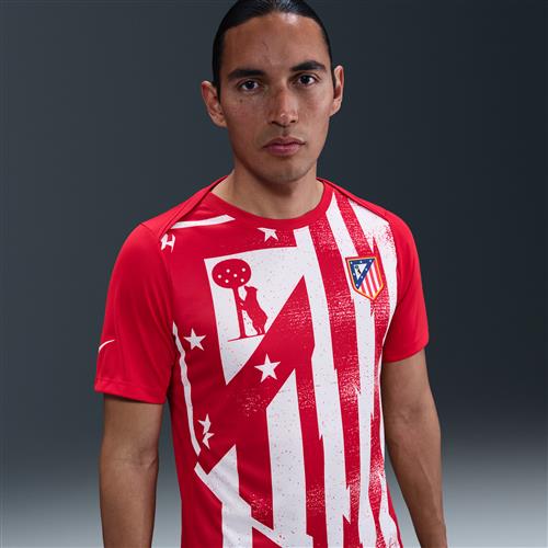 Kortærmet Club Atlético de Madrid Academy Pro Home Nike Dri-FIT-opvarmningstrøje til fodbold til mænd - rød