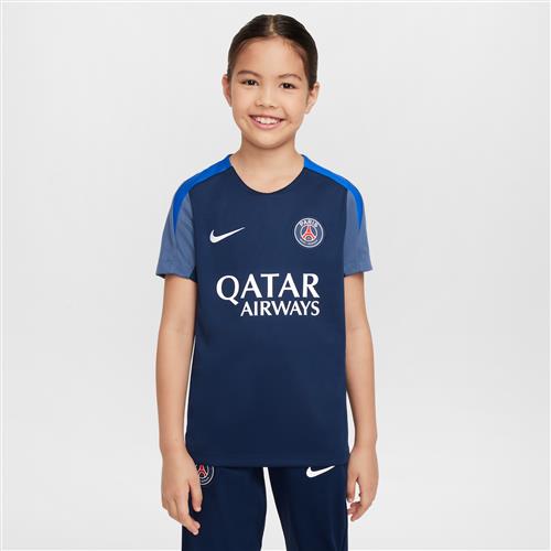 Paris Saint-Germain Strike Nike Dri-FIT-fodboldtrøje med korte ærmer til større børn - blå