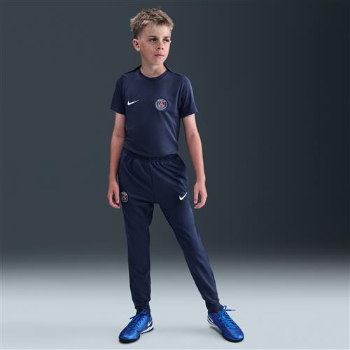 Maskinstrikkede Paris Saint-Germain Strike Nike Dri-FIT-fodboldbukser til større børn - blå