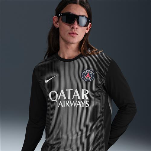 Langærmet Paris Saint-Germain 2025/26 Stadium Goalkeeper Nike Dri-FIT-fodboldspillertrøje til mænd - sort