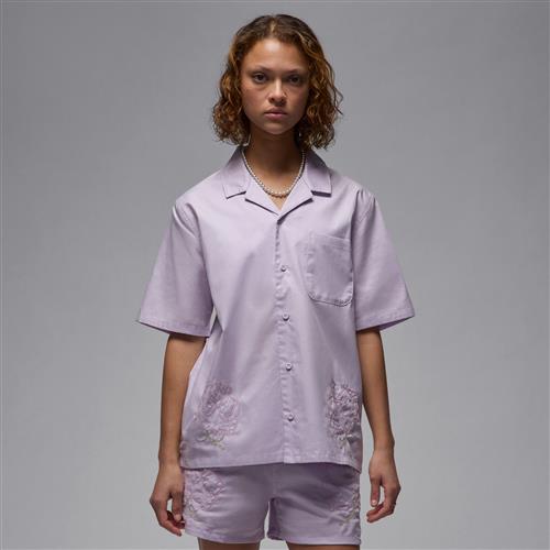 Kortærmet, vævet Jordan-top til kvinder - lilla