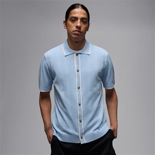 Maskinstrikket Jordan Sport-golfoverdel med knaplukning til mænd - blå