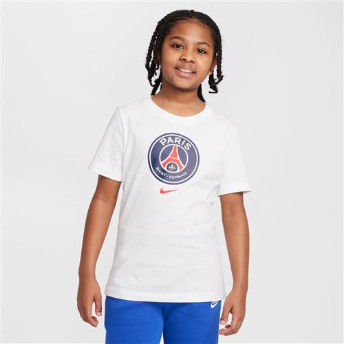 Paris Saint-Germain-T-shirt med Nike Football til større børn - hvid