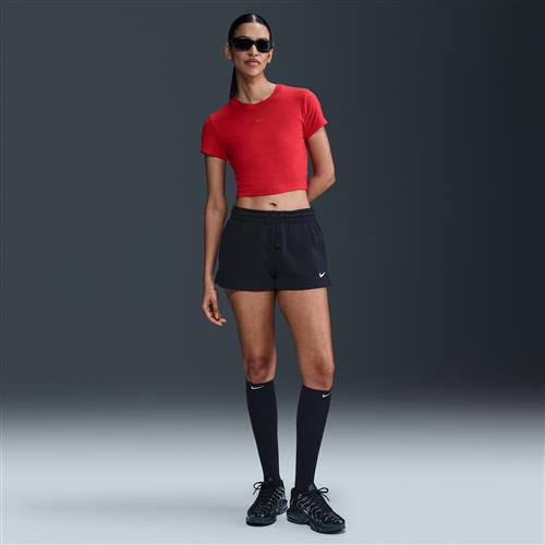 Nike Phoenix Fleece-shorts med mellemhøj talje til kvinder (5,1 cm) - sort