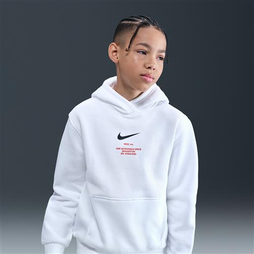 Nike Club Fleece-hættetrøje til større børn (drenge) - hvid