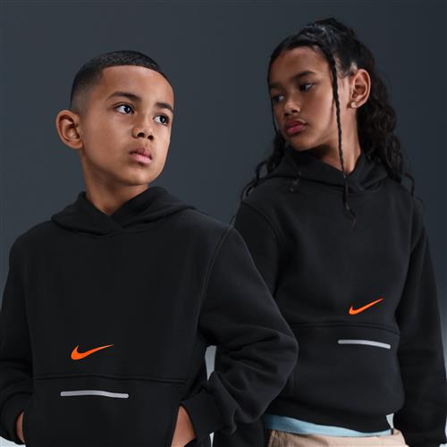 Nike Club Fleece-hættetrøje til større børn - sort