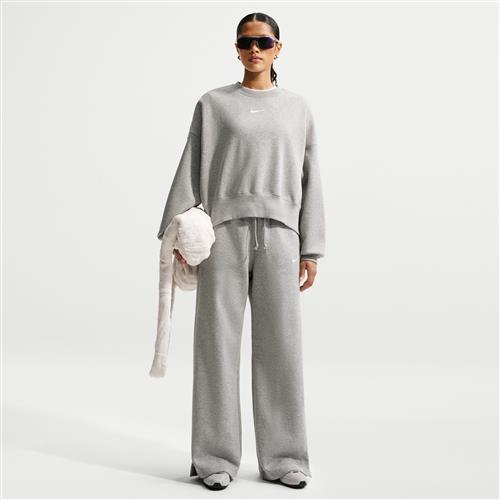 Højtaljede Nike Phoenix Fleece-bukser med brede ben til kvinder - grå