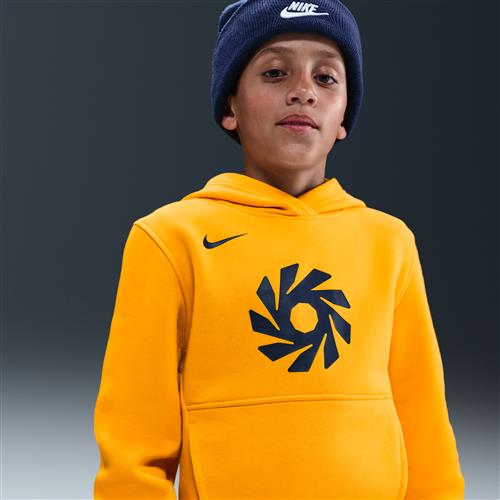 Erling Haaland Club Fleece-fodboldhættetrøje til større børn - gul