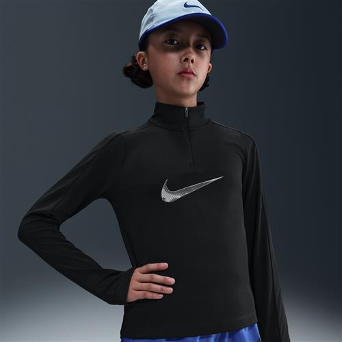 Nike Pro-Dri-FIT-trøje med 1/4 lynlås til større børn (piger) - sort