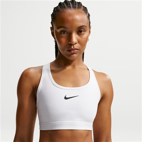 Nike Swoosh-sports-bh med medium støtte uden indlæg til kvinder - hvid