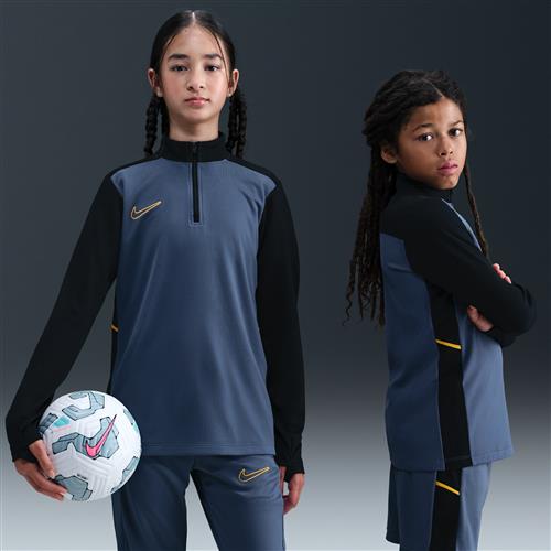 Nike Academy Dri-FIT-fodboldtræningstrøje med lange ærmer og 1/4 lynlås til større børn - blå