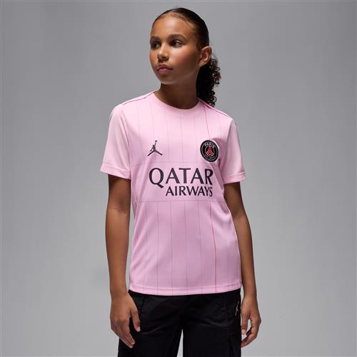 Paris Saint-Germain Academy Pro Fourth Jordan Dri-FIT-opvarmningstrøje til fodbold til større børn - Pink