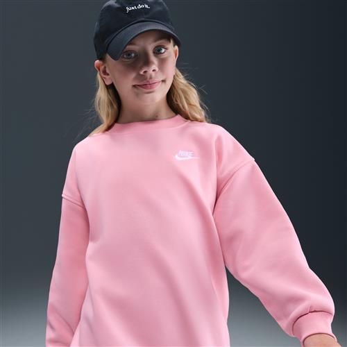 Oversized Nike Club Fleece-sweatshirt til større børn - Pink