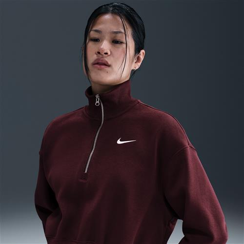 Nike Phoenix Fleece-sweatshirt med kort snit og 1/4 lynlås til kvinder - rød