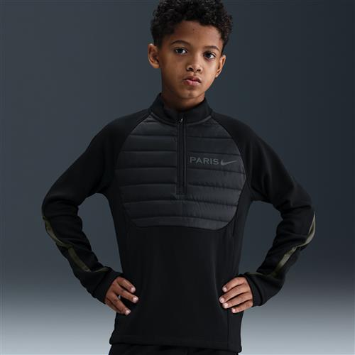 Paris Saint-Germain Academy Winter Warrior Nike Therma-FIT-fodboldtræningstrøje til større børn - sort