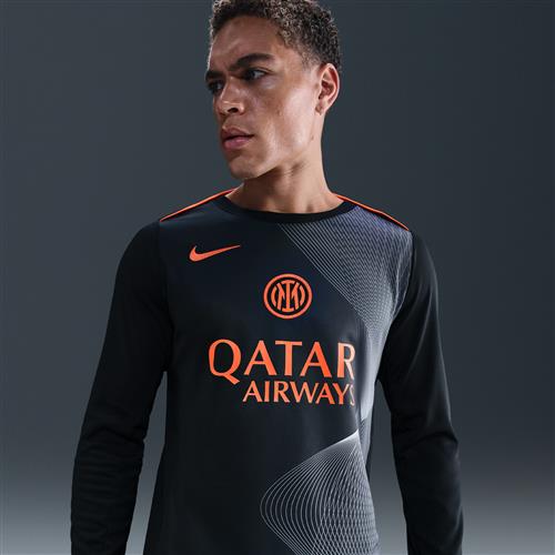Inter Milan Academy Pro Third Nike Dri-FIT Total 90-opvarmningstrøje til fodbold med lange ærmer til mænd - sort