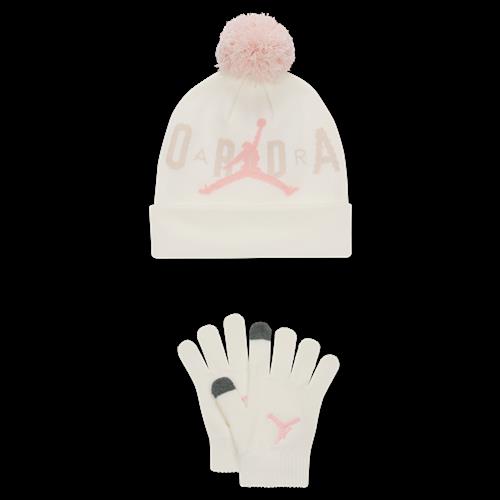 Jordan Pom Beanie-sæt med 2 dele til større børn - hvid