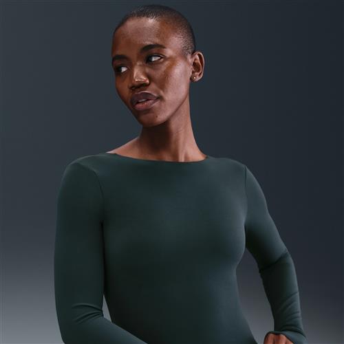 Langærmet Nike Zenvy Dri-FIT-top til kvinder - grøn