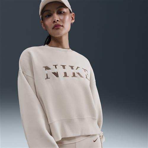 Oversized Nike Phoenix Fleece-sweatshirt med rund hals til kvinder - brun