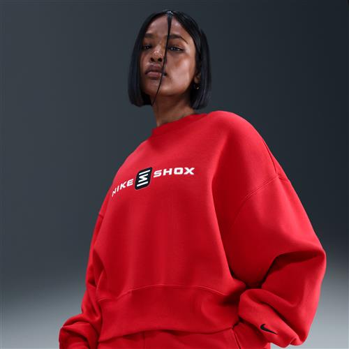 Oversized Nike Phoenix Fleece Shox-sweatshirt med rund hals til kvinder - rød