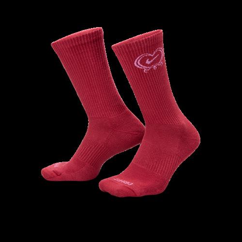 Polstrede Nike Everyday Plus-crewstrømper (1 par) - rød