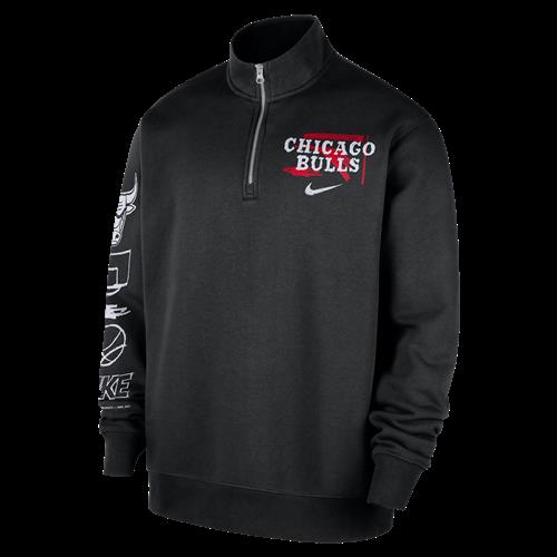 Chicago Bulls Courtside Nike NBA Club-top med 1/2-lynlås til mænd - sort