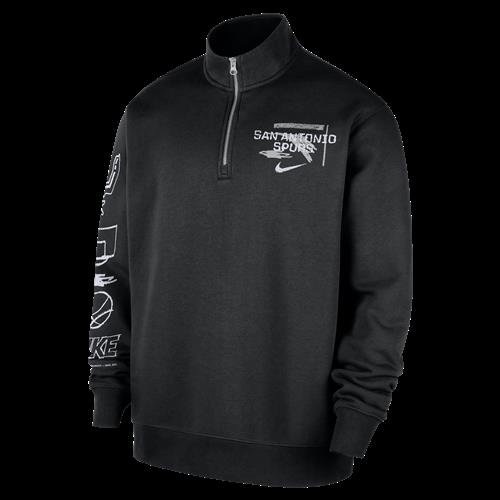 San Antonio Spurs Courtside Nike NBA Club-top med 1/2-lynlås til mænd - sort