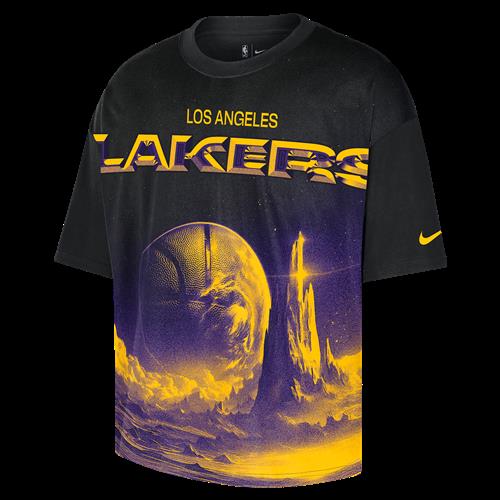 Los Angeles Lakers Courtside Nike NBA-T-shirt med firkantet pasform til mænd - sort