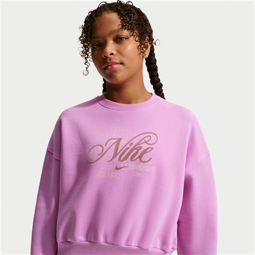 Nike Club Fleece-sweatshirt med rund hals til større børn (piger) - lilla