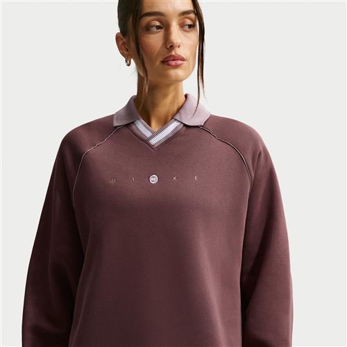 Oversized Nike Phoenix Fleece-polotrøje med grafik til kvinder - lilla