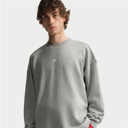 Nike Club oversized sweatshirt i french terry med rund hals til mænd - grå