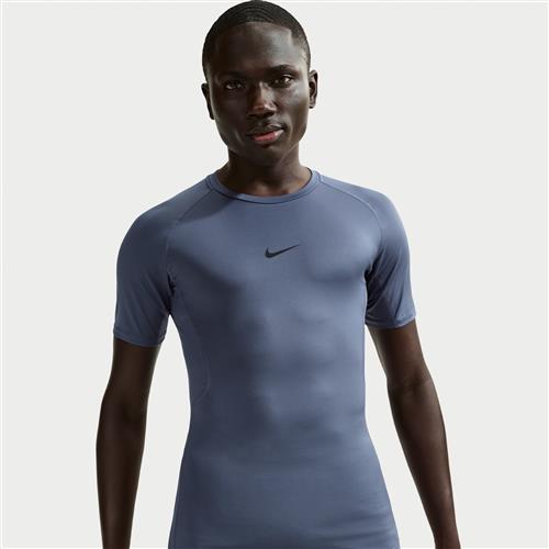 Tætsiddende Nike Pro Dri-FIT-fitnessoverdel med korte ærmer til mænd - blå