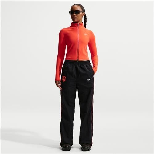 Chelsea FC Windrunner Nike Football-bukser med høj talje og åben kant til kvinder - blå