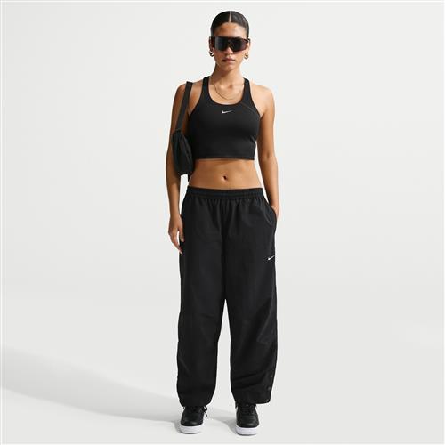 Vævede, overdimensionerede Nike -bukser med høj talje til kvinder - sort