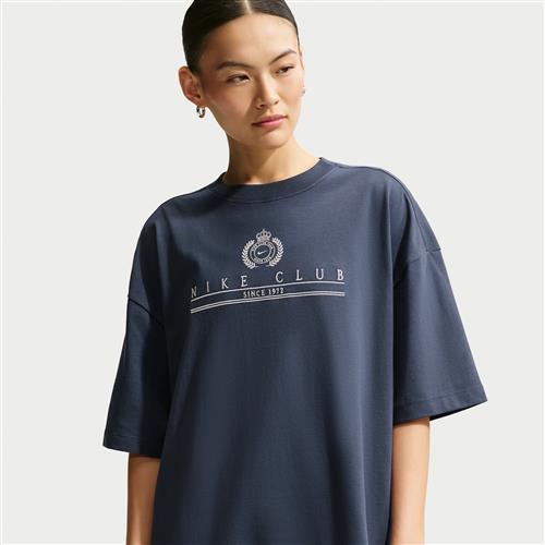 Oversized Nike Classic-T-shirt med korte ærmer til kvinder - blå