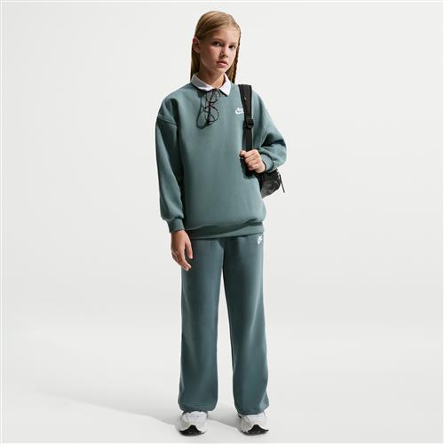 Nike Club Fleece-bukser med brede ben til piger - grå