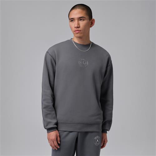 Paris Saint-Germain Hoop Fleece-sweatshirt med rund hals til mænd - grå