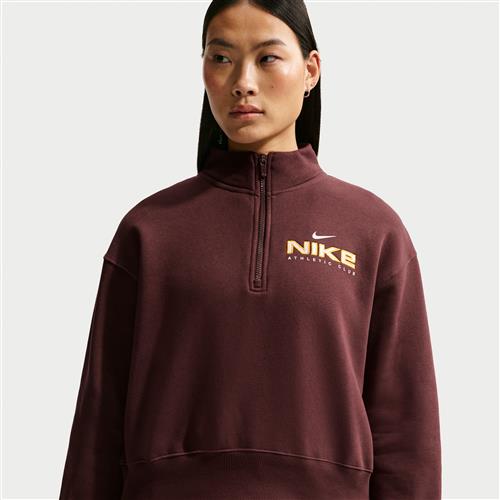 Oversized Nike -fleeceoverdel med 1/4 lynlås til kvinder - rød