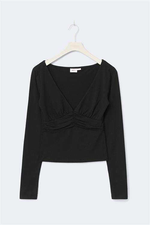 Gina Tricot - 14+ ruched top - Toppe - Sort - L - Dame