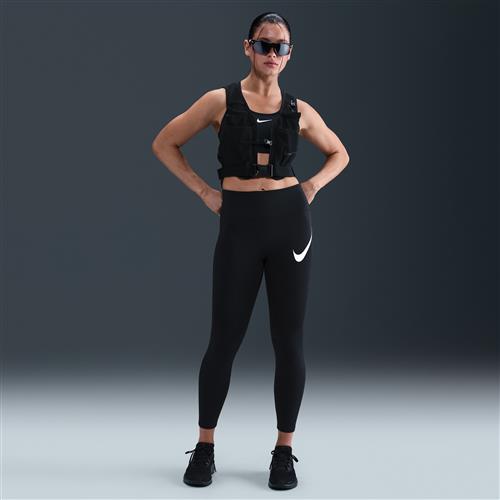 Højtaljede Nike Tempo Swoosh Run 7/8-løbeleggings til kvinder - sort
