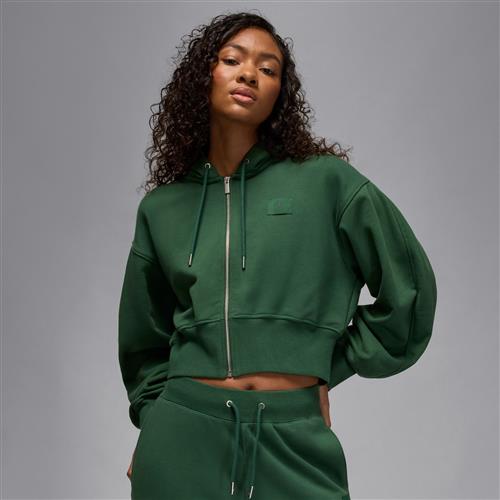 Kort Jordan Flight Fleece-hættetrøje med satinforing til kvinder - grøn