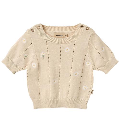 Wheat T-shirt - Strik - Sandshell white flowers