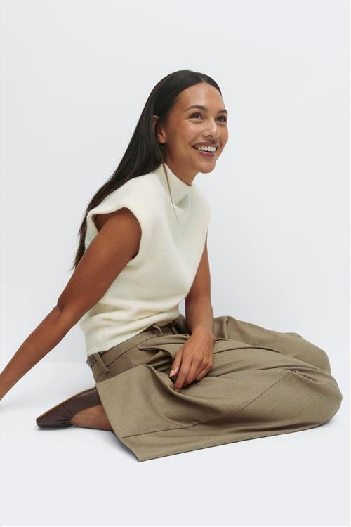 Gina Tricot - Funnel neck knitted top - Toppe uden ærmer - Hvid - S - Dame