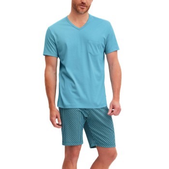 Calida Relax Streamline Short Pyjama Blå/Blå bomuld Large Herre