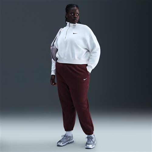 Overdimensionerede Nike Phoenix Fleece-sweatpants med høj talje til kvinder (plus size) - rød