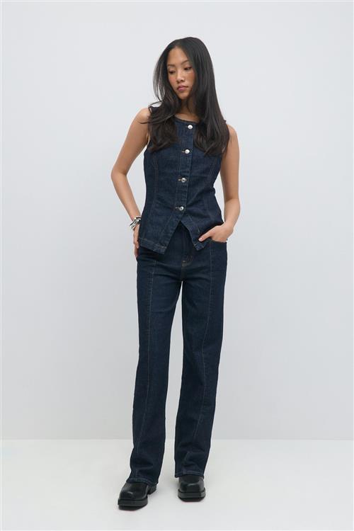 Gina Tricot - Front seam jeans - Highwaist jeans - Blå - 36 - Dame