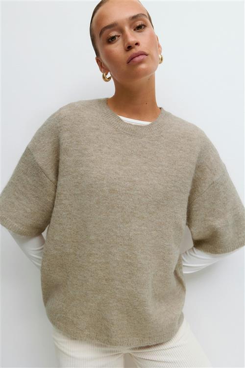 Gina Tricot - Knitted short sleeve top - Kortærmede strikkede trøjer - Beige - S - Dame