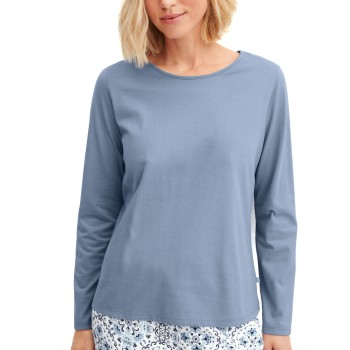 Calida Favourites Tiles Long Sleeve Shirt Blå bomuld Small Dame