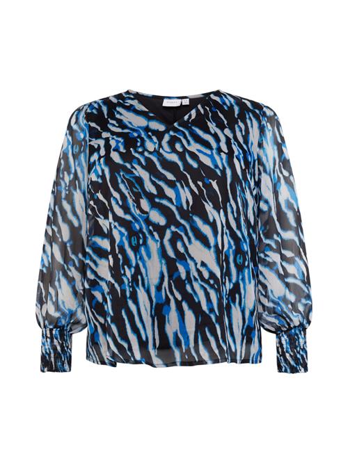 VILA Bluse  royalblå / sort / offwhite